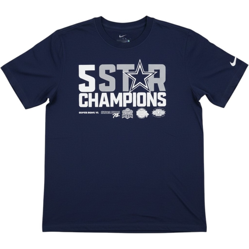 Nike NFL Dallas Cowboys 5 Star Champions T-Shirt Men's Size Large Navy Blue NEW